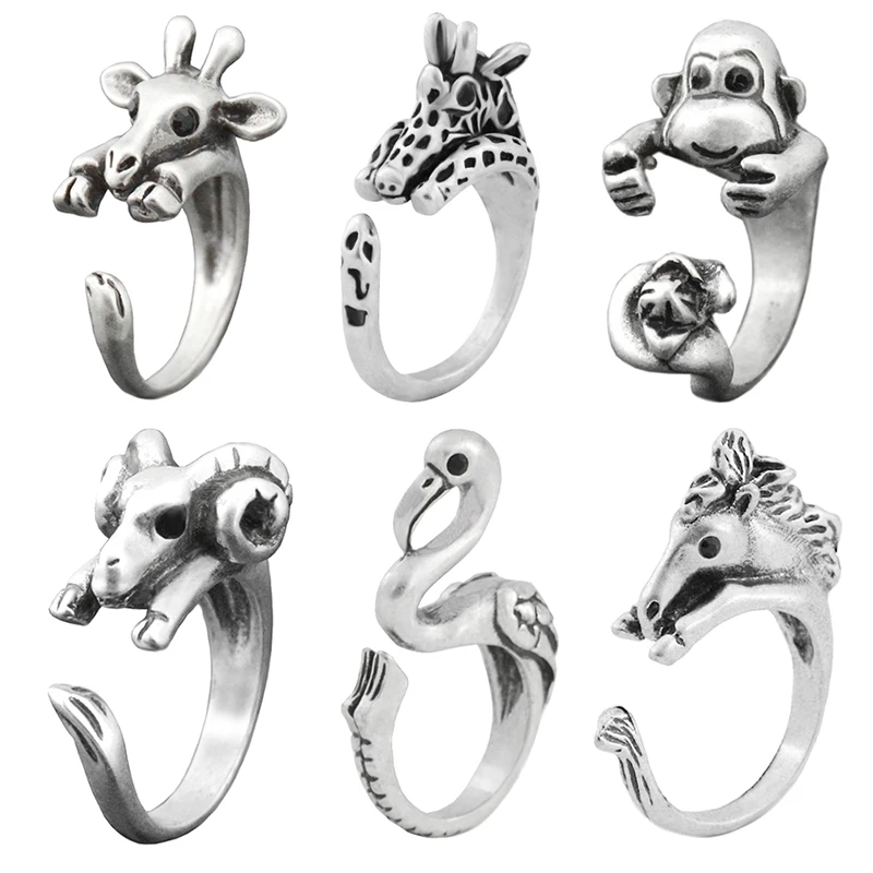 Handgemaakte Vintage Giraffe Herten Geit Paard Ringen Voor Vrouwen Boho Knuckle Animal Anel Masculimo Paar Ring Mannen Sieraden Party Geschenken