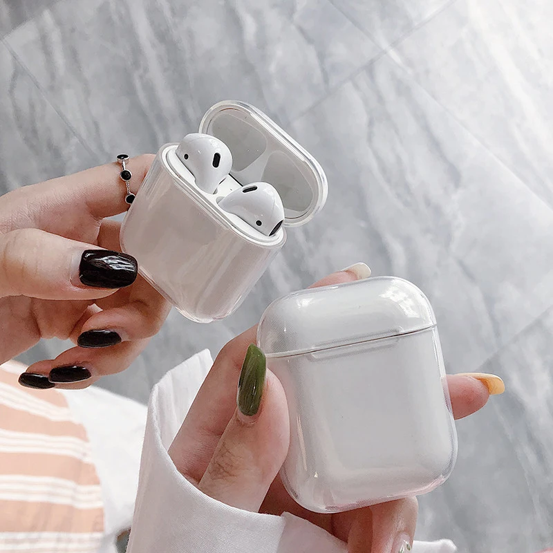 For AirPods 1 2 Hard TPU Protector Cover Transparen Box For Air Pods Wireless Earphone Clear Cases(AirPods Not Included)