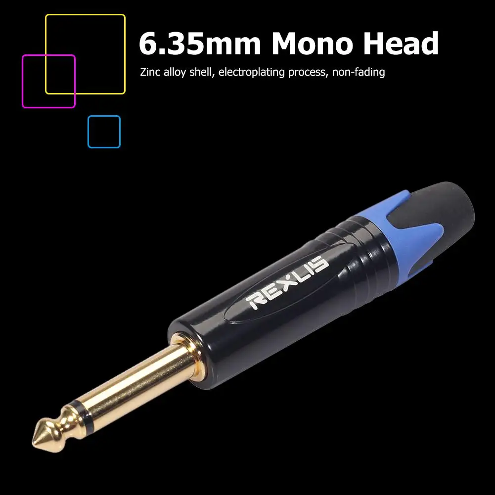 6.35mm Mono Jack Male Plug Connector DIY Soldering Plug for Microphone Audio Cable for DIY Electric Guitar Sound Card Microphone