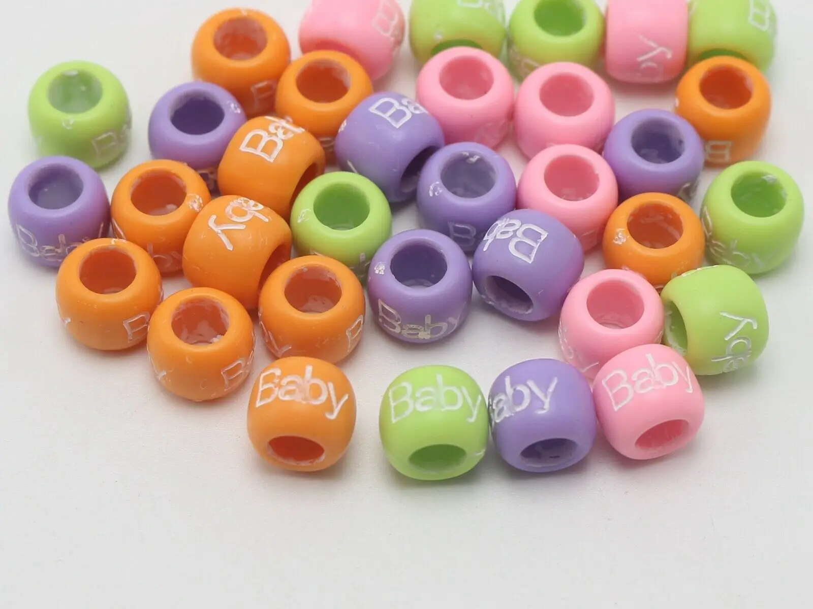 200pcs Various Style Round Barrel Pony Beads 8mm-10mm for Kids Craft Kandi