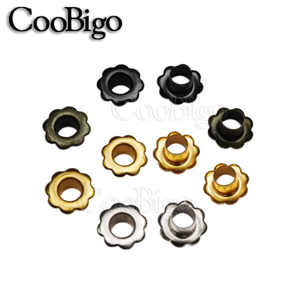 العيينة المعدنية الأزهار الثقوب لسكرابوكينغ الستائر الملابس حزام الأحذية الجلدية الخياطة DIY بها بنفسك الاكسسوارات الحرفية 4.5 مللي متر 200 قطعة