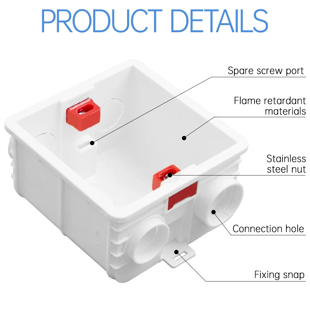 AMPCOM placa frontal de pared tipo 86 con caja de conexiones de montaje, Panel de montaje de toma de red telefónica para módulo RJ45 RJ11