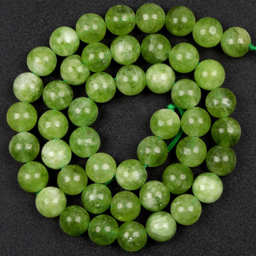 Natural White Peridot Oliva Green Crystal Stone Round Beads Loose Beads For Jewelry Making Diy Bracelet Charm Accessories 6-10mm