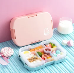 Kids Reusable Bento Box for Boys and Girls, Features 5 Compartments Removable Insert, Leak and Drop Proof with Close Clip Design