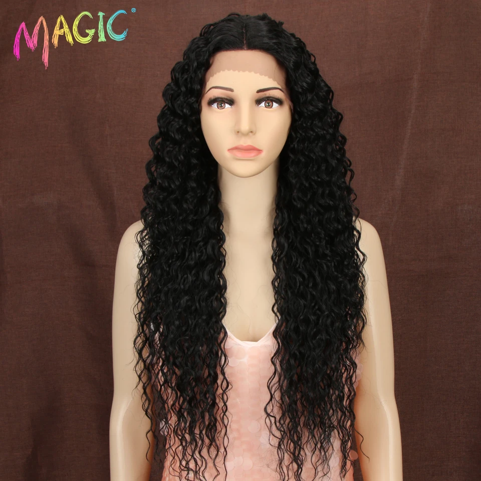 Perruque Lace Front Wig synthétique magique ondulée, perruque Blonde ombrée en Fiber de haute température pour femmes, perruque Lace Front Wig Cosplay