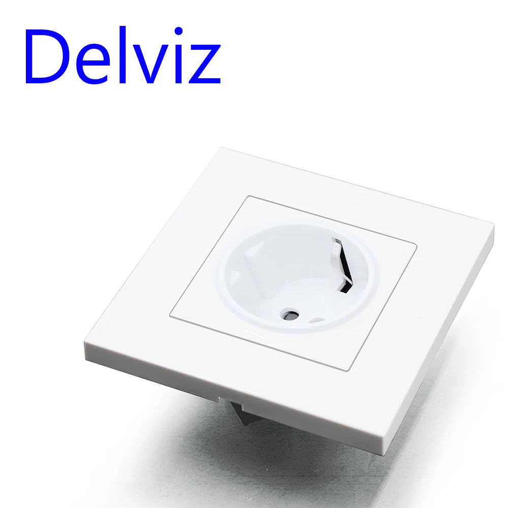 Delviz Wall 16A Power Socket, New style Crystal Glass Panel,AC 110V-250V,White/Black/Gray, Household Embedded EU Standard Outlet