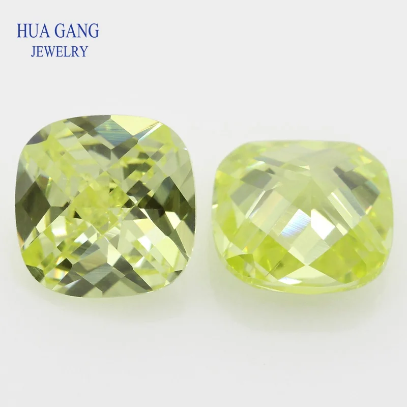 Fat Square CheckerBoard Apple Green Color3x3~15x15mm Cushion Cut Loose Stone Beads 5A Synthetic Gems Cubic Zirconia For Jewelry