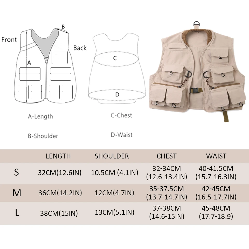 Maximumcatch Children Fly Vest Outdoor Fly Fishing Youth Vest Pack Khaki Jacket