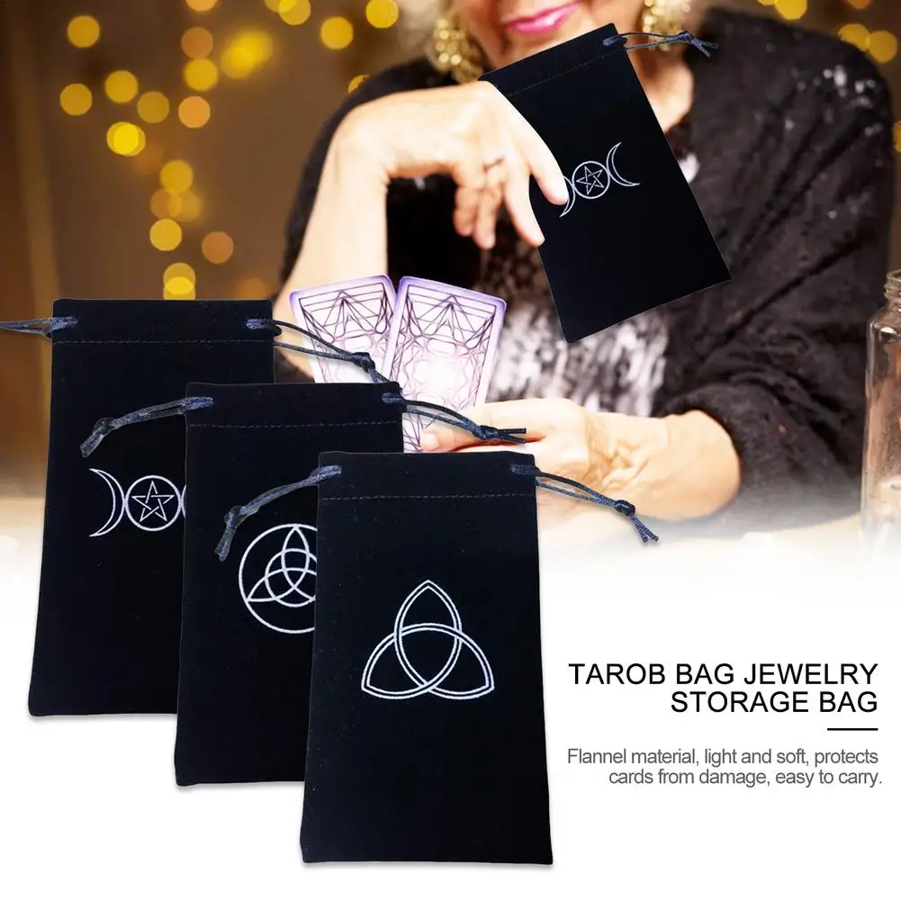 Flocking Tarot Card Storage Bag Runes Witchcraft Supplies Toy Jewelry Mini Drawstring Bag Tarot Cards Storage Drawstring Bag