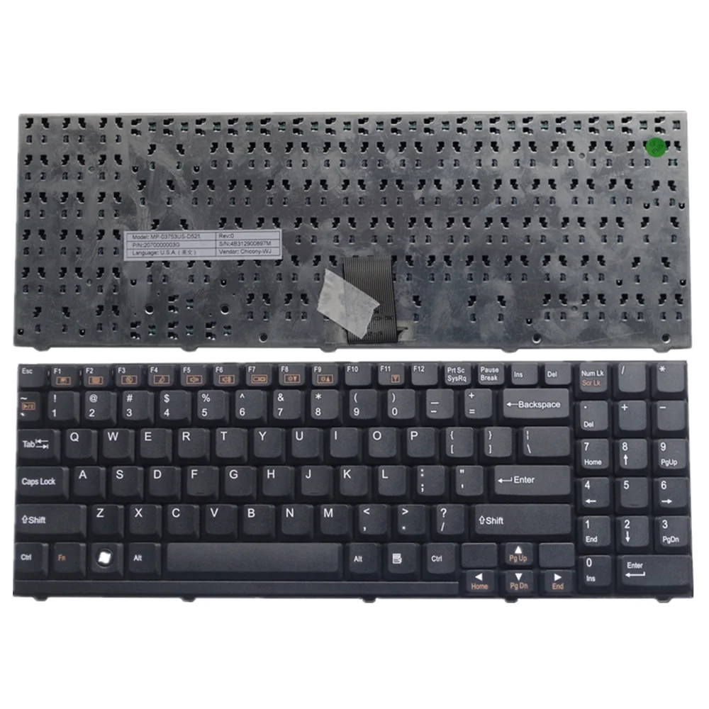 Клавиатура для ноутбука CLEVO 1100P 1300P 1500P, цвет черный, американская версия