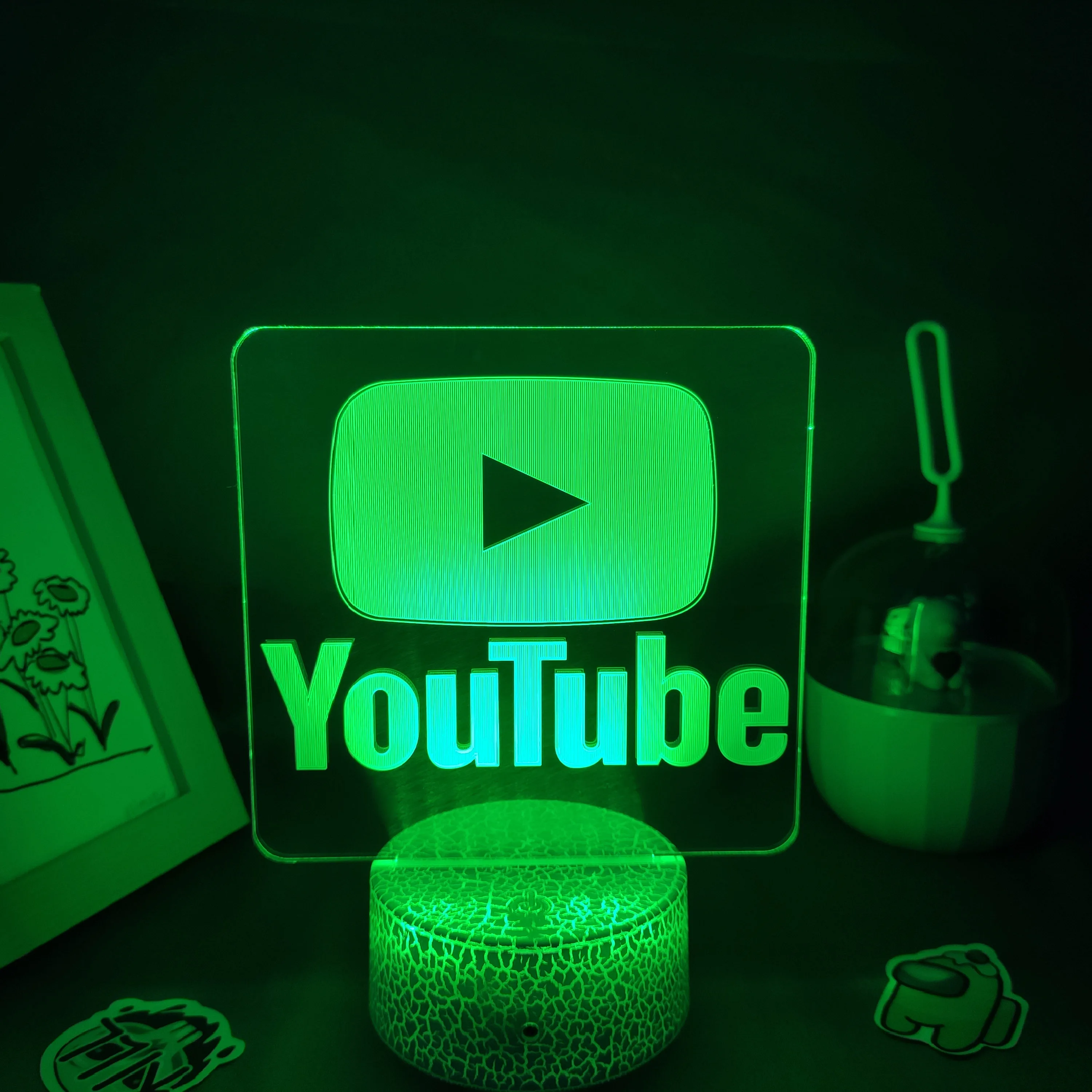 YouTube LOGO Mark Lava Lamps 3D LED RGB Neon Night Lights Cool Colorful Gift For Friends Bedroom Bedside Coffee Table Decoration