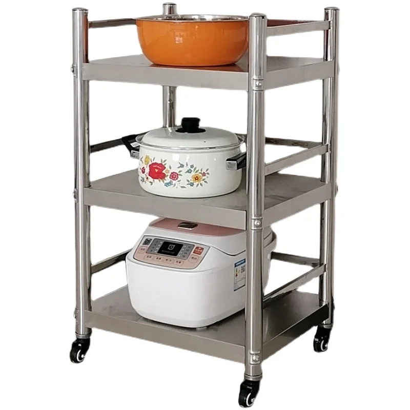 

Removable Stainless Steel Three-Layer Storage Racks, Household Pots and Dishes Rice Cooker Shelves, Kitchen Supplies