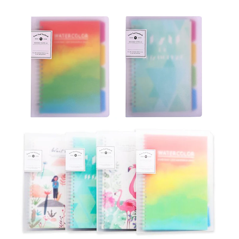 A5 Binder Portfolio Notebook with 20 Rings/Holes, 5 Subject Spiral Paper Notebook Colored PP dividers with tabs for Labels