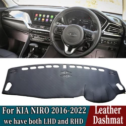 PU Leather Dashmat Dashboard Cover Mat Carpet Car-Styling Accessories For KIA NIRO EV 2016 2017 2018 2019 2020 2021 2022 RHD