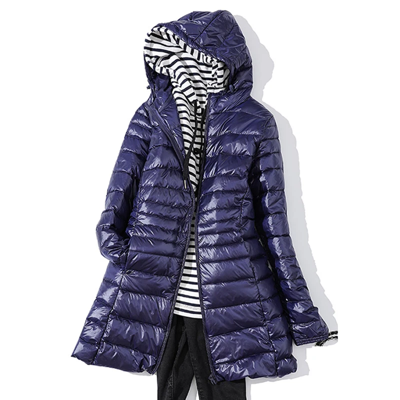 

Woman Long Duck Down Jackets Winter Plus Size Ultralight Hooded Down Coat Portable Parkas Padded Puffer Oversize coat For Women