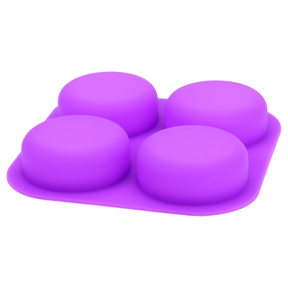 4 Cavity Reusable Soap Molds Tray Silicone Round Circles Soap Molds DIY Handmade Craft Cake Decorating Tools