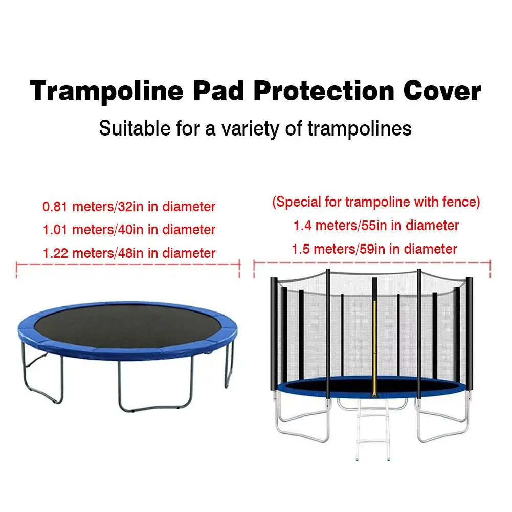 Round Trampoline Replacement Safety Pad Tear-Resistant Trampoline Edge Cover Protector Round Frame Pad (without Trampoline)