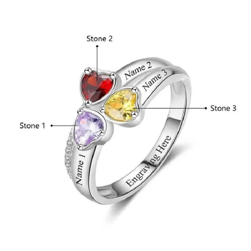 Anello con nome personalizzato con Birthstone 925 anelli con nome personalizzato in argento anelli per donna anelli gioielli regalo di compleanno