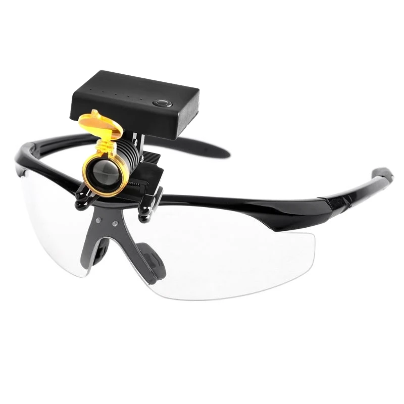 

Dental Loupes Wireless LED Head Light Dentist Headlamp Surgical Headlight Eyewear Medical Glasses Illuminator with Yellow Filter