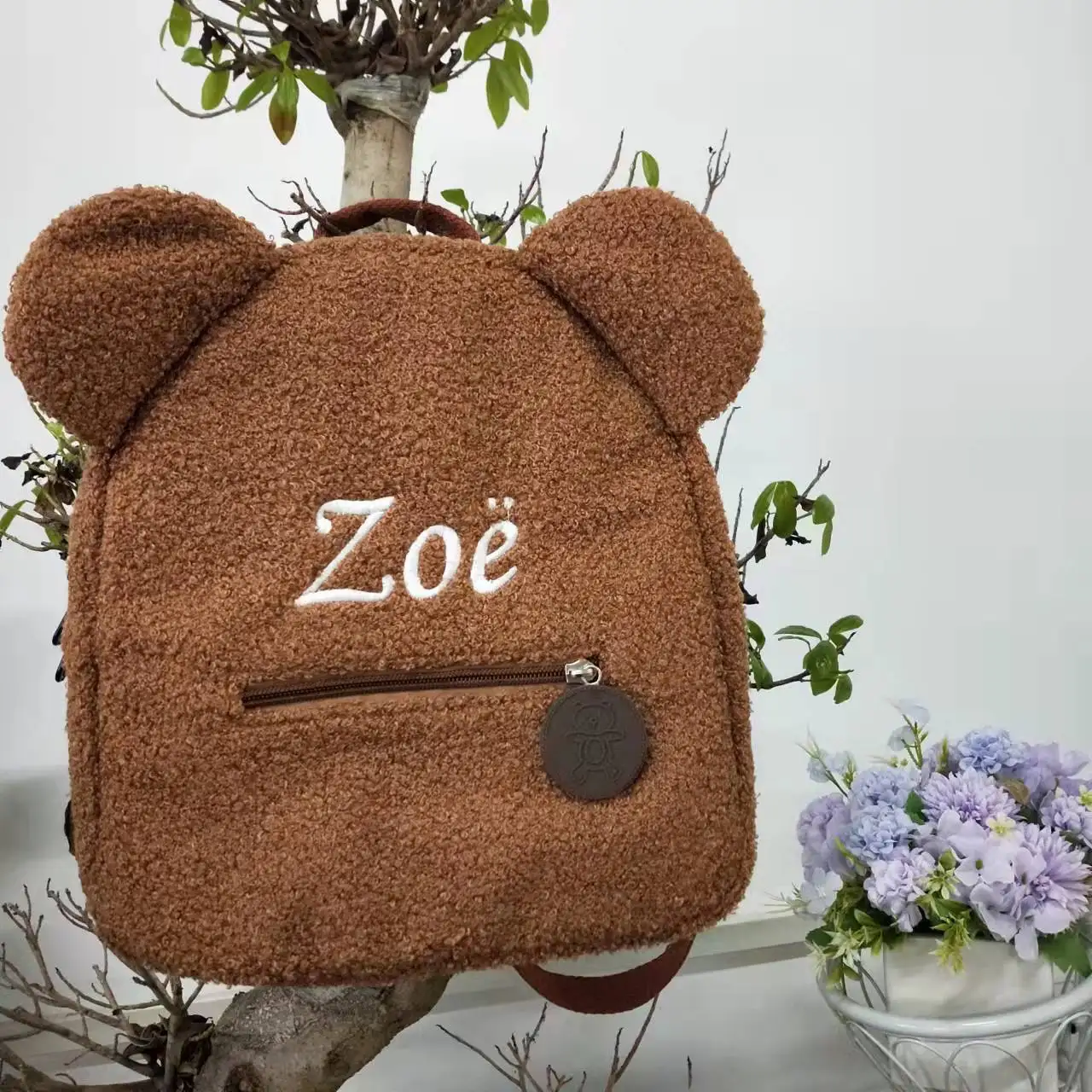 Customized Embroidery Bear Backpack Embroidered Portable Children Travel Shopping Rucksack Women\'s Cute Bear Shoulder Backpack