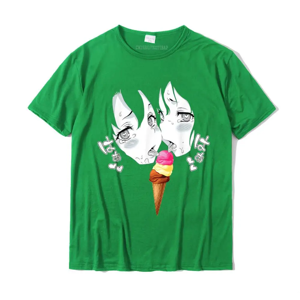 Ahegao Face Funny Napolitan Ice Cream Lewd Anime Manga Girls T-Shirt Slim Fit Tops Shirt For Men Cotton T Shirts Custom