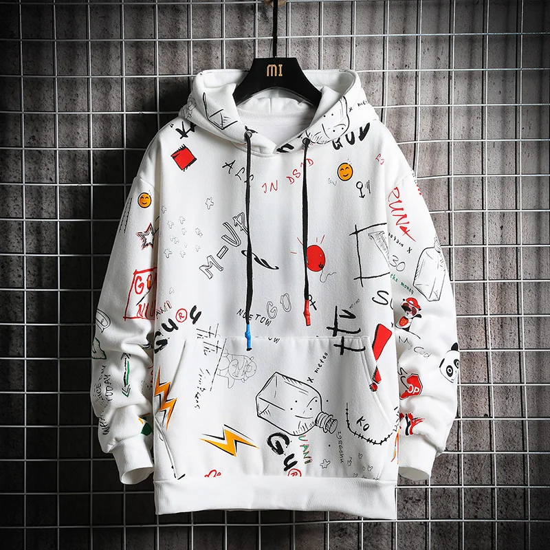 CHAIFENKO Men\'s Autumn Hoodies Men Spring Anime Graffiti Sweatshirt Male Hip Hop Harajuku Japanese Streetwear Casual Hoodie Men