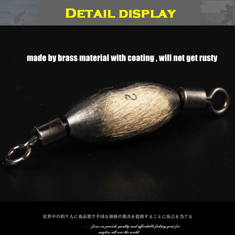 Lesd Brass Fishing Weight Sinker, Fishing Tackle, Fising Sinker, Replacement Swivel and Fixed, 5 PCs/Lot, Fishing Accessories