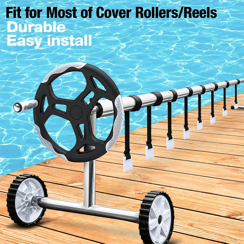 Swimming Pool Cover Reel Set Storage Spool Pool Solar Cover Roller Attachment Strap Clip Kit Universal In Ground Swimming Pool