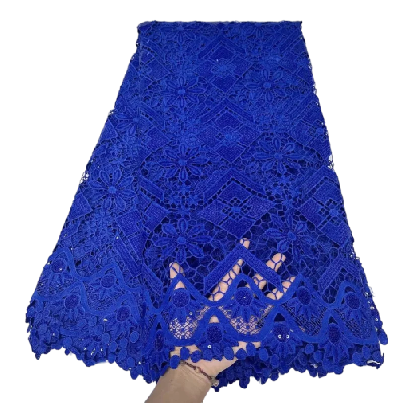 

African Sequins Lace Fabric High Quality Royal Blue Nigerian French Lace for Party Embroidery Swiss Voile in Switzerland Wedding