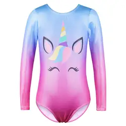 BAOHULU Toddler Teens Gymnastics Jumpsuit Long Sleeve Leotards for Girls Kids Cartoon Bodysuit Gymnastics Clothes Dance Wear