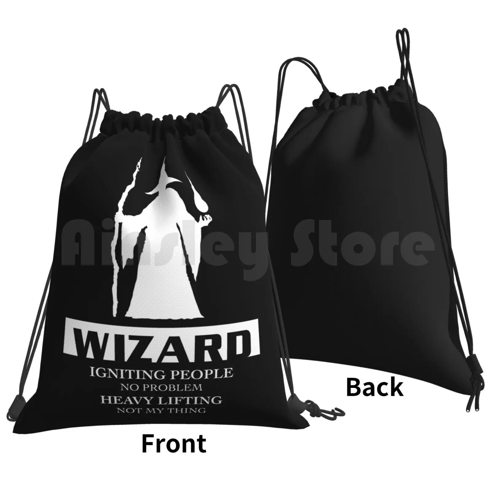 Wizard Inverted Backpack Drawstring Bag Riding Climbing Gym Bag D D And Pathfinder D20 Wizard Mage Fire Fireball Spell