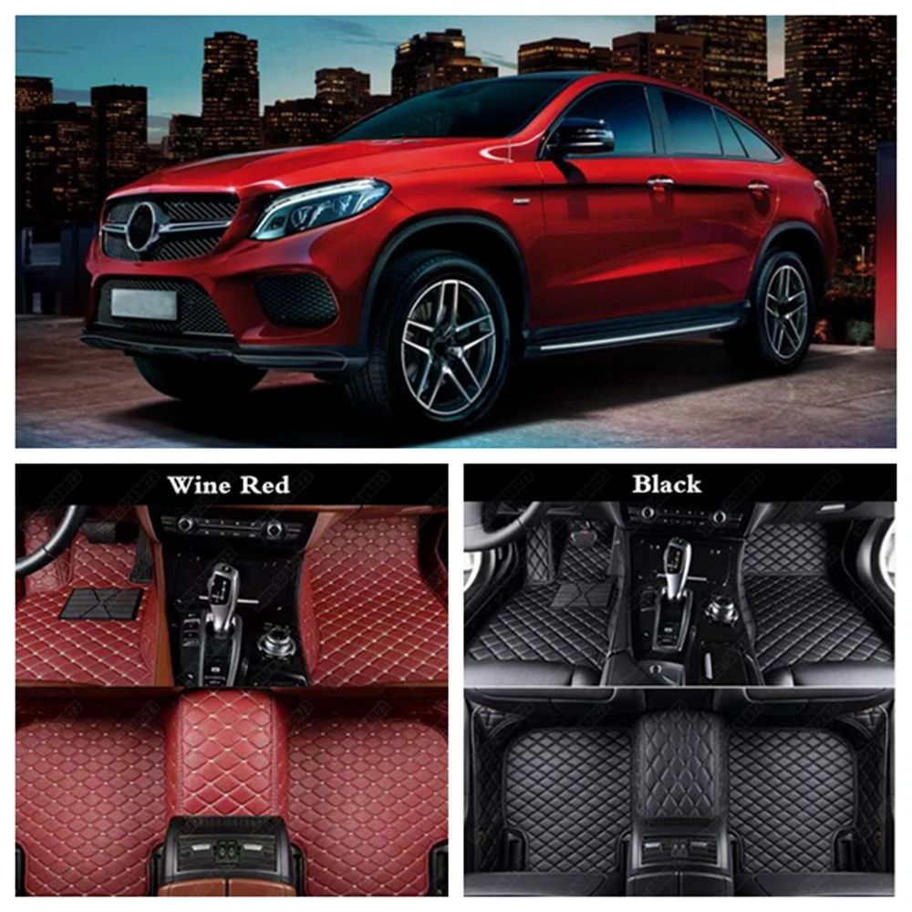 Custom Car Floor Mats for Mercedes Benz GLE GLE300d GLE350 GLE350d GLE400 GLE43 AMG All Weather Waterproof Auto Carpet Cover Rug 