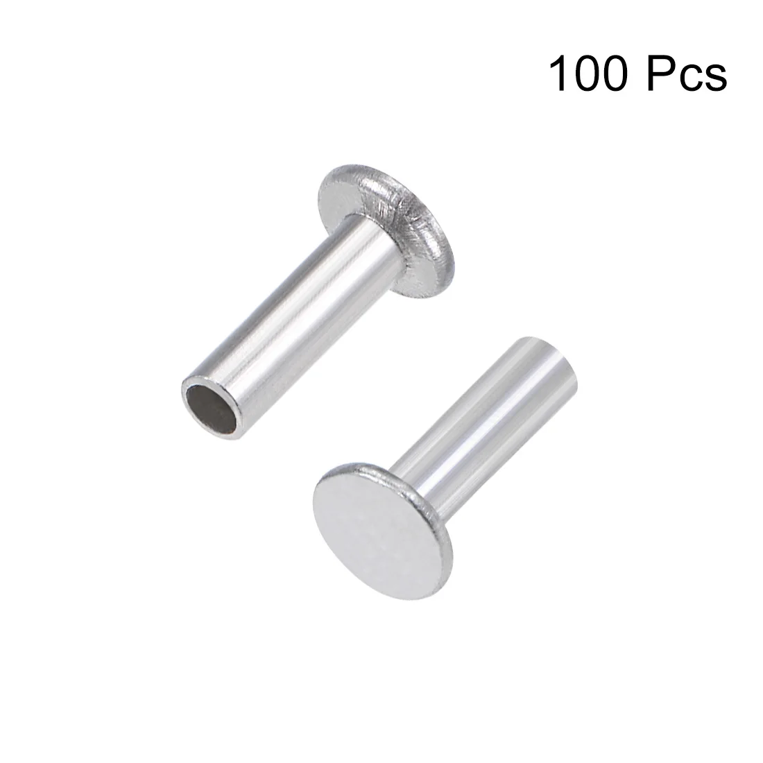 uxcell 100Pcs M2x4/6/8/10/14/16mm M2.5x8/14/16mm M3x5/12/14/18mm Aluminum Flat Head Semi-Tubular Rivets Silver Tone