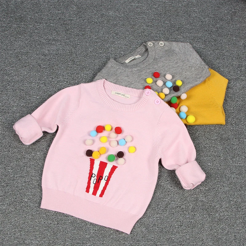 New 2019 Autumn Baby Girls Sweater Kids Knitwear Popcorn Sweaters For Girls Baby Knitted Sweater Girls Pullover Clothes