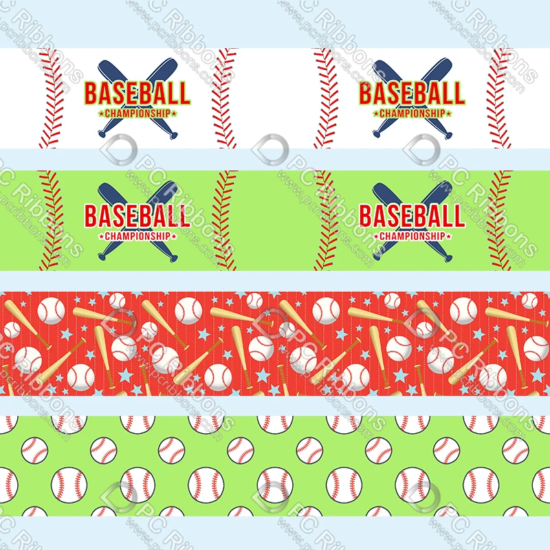 

Cartoon baseball design printed grosgrain ribbon 50 yards gift wrapping diy bows christmas wedding derections ribbons