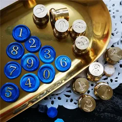 12mm diameter mini number Sealing Wax Stamp brass head and color wood handle DIY Scrapbooking Envelope Card Decoration