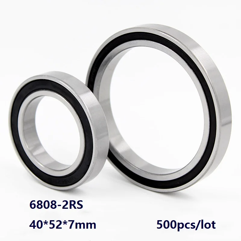 

500pcs/lot 6808-2RS 6808RS 6808 2RS High Quality Double rubber cover 40*52*7mm Thin Wall Deep Groove Ball bearing 40×52×7mm