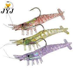 JYJ Lure 3 pieces 85mm 10G Soft artificial shrimp craws lure silicone lead fish bait bass wobbler lure with single hooks
