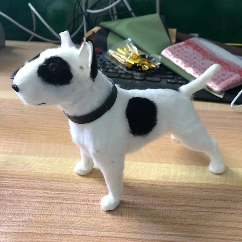 

creative real life Bull Terrier dog model plastic&furs black spot dog gift about 21x15cm xf2819