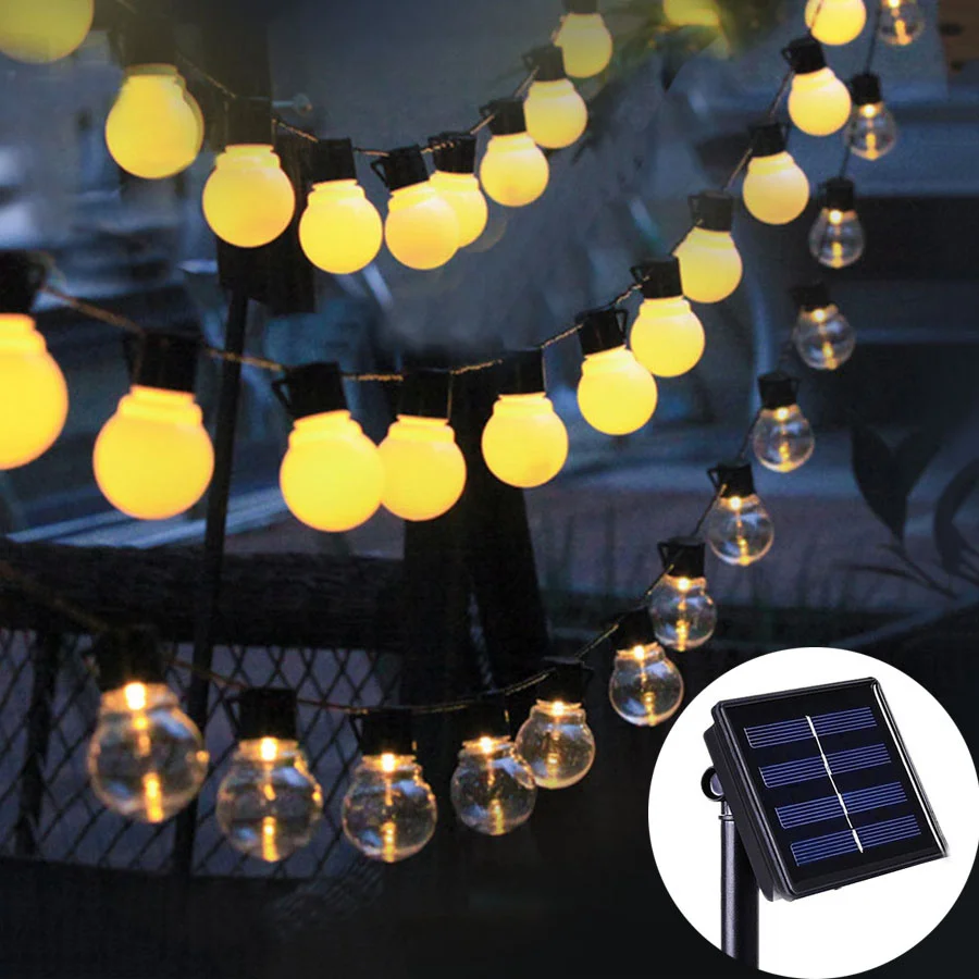 

10/20/30 LED Solar String Light Crystal Ball Outdoor Garden Patio Fairy Garland Lamp IP65 Christmas Wedding Party Decoration