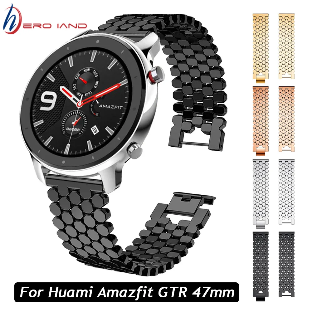 Band for Huami AMAZFIT GTR 47mm Watchband Strap 22MM Stainless Steel Alloy Wristband for Huawei Watch GT 2 46mm GT 2e Bracelet