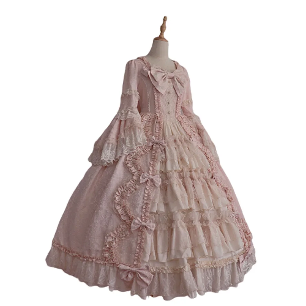 Vestido Vintage Medieval para mujer, vestido gótico Lolita de manga larga, vestido clásico Lolita, dulce vestido con volantes, disfraz de Cosplay de Anime lindo