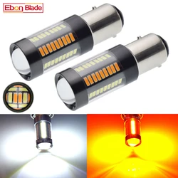 Pair LED Car Signal Lamp 1157 BAY15D P21/5W 4014 66SMD White/Amber Auto Dual Color Switchback Turn Signal DRL Bulb Light 12V DC