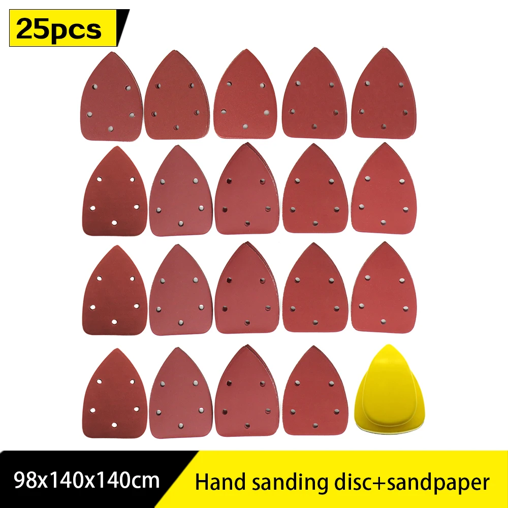 24pcs Triangle Sandpaper Aluminum Oxide Sanding Paper Assorted 40-1000 Grit +1pc Hand Grinding Block Sanding pad Kit