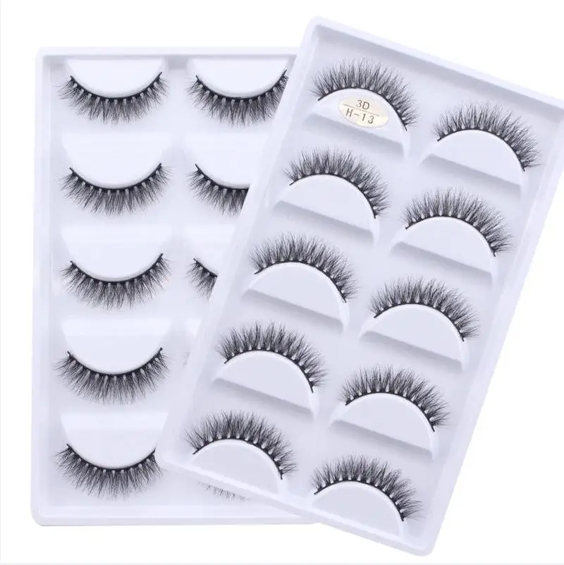 Eyelashes wholesale 2/5/10 boxes faux mink eyelashes natural 3d mink lashes makeup volume false eyelashes in bulk cilios H13 E08