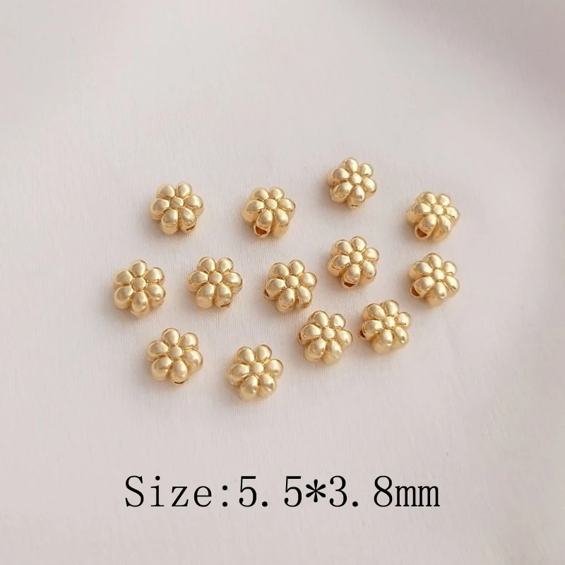 20PCS Beads for Jewelry Making Gold Plated Bracelets Flower Spacer Bead Charms for Jewelry Making DIY Brass Accessories
