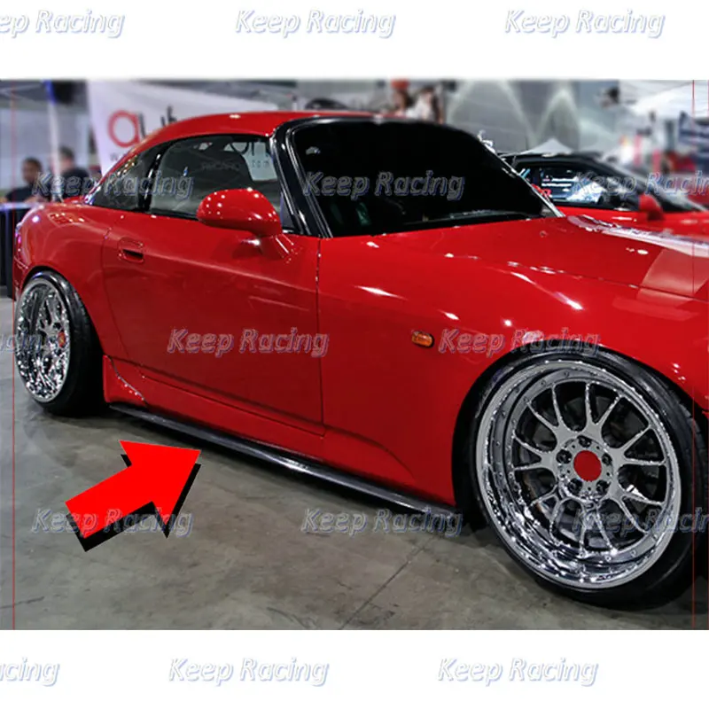 Car Accessories Carbon Fiber Side Skirt Extension For Honda S2000 AP1 AP2 Glossy Finish Door Addon Fibre Splitter Auto Bodykit