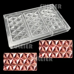 3 Cavity Diamond Shape Polycarbonate Chocolate Bar Mold, 82g Block Candy Bar Baking Mould Cake Decoration Confectionery Tools