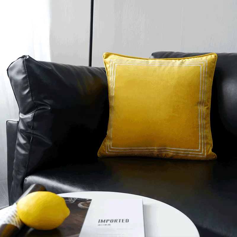 Medicci Home Cushion Cover Chic Decorative Luxury Throw Pillowcase Velvet Textured Accent Gold Yellow Lumbar Pillow Case 30X50cm