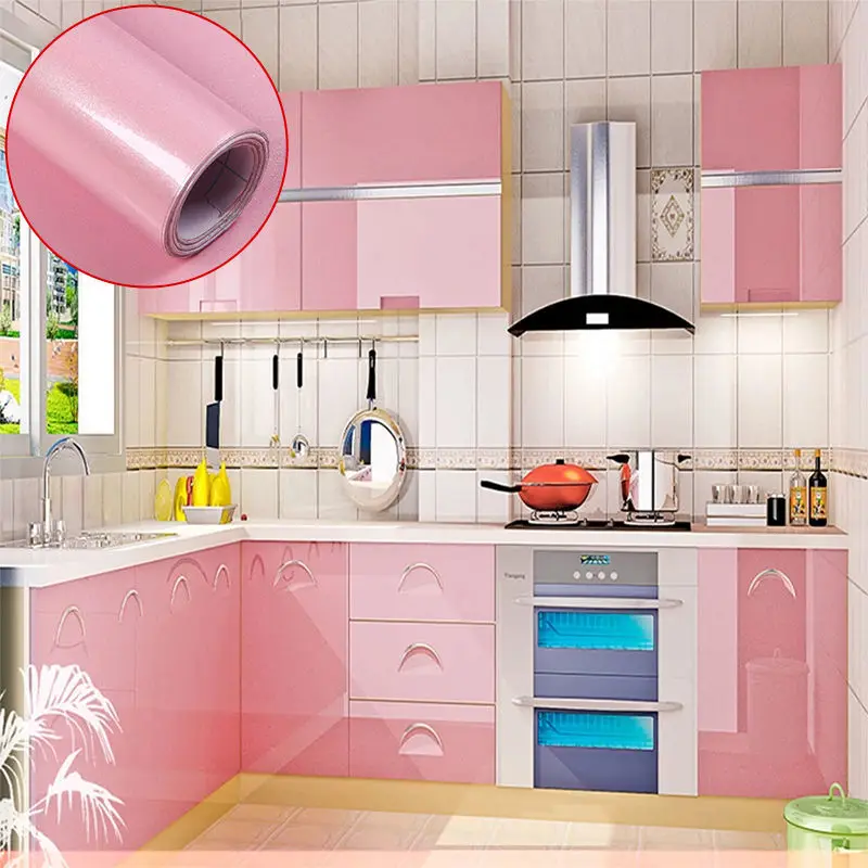 PVC Solid Color Renovation Wall Stickers Waterproof Contact Paper DIY Self Adhesive Wallpaper Oilproof Stickers Kitchen Cabinets